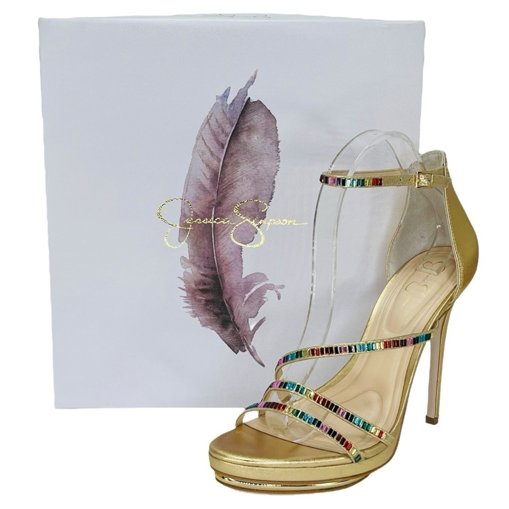 Jessica Simpson Embla Gold Shimmer Rainbow Womens Heels Size 9.5M - Picture 14 of 15